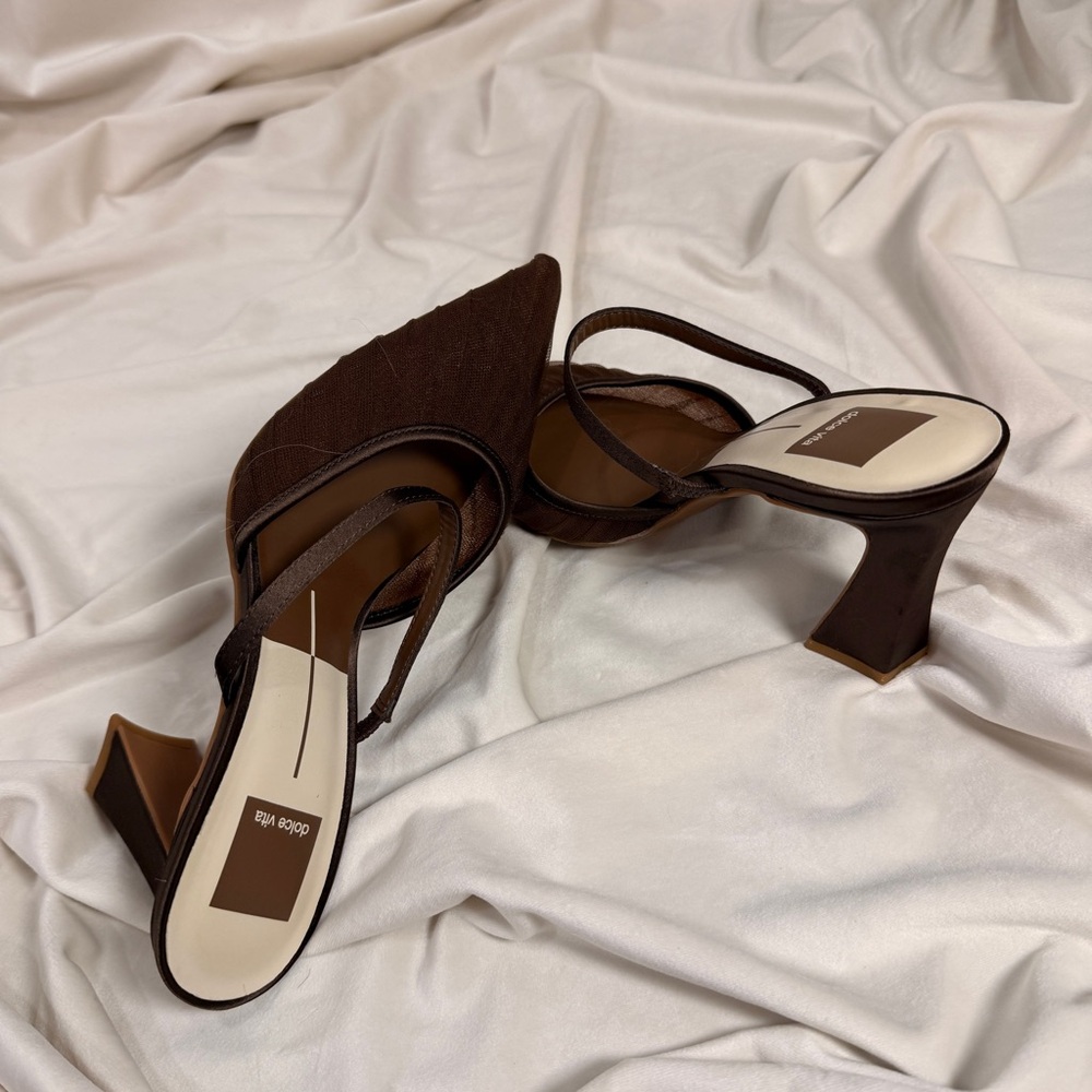 Dolce Vita Nayati Brown Mesh Pointed Toe Mule Heels 7.5 Chocolate Sheer - Picture 5 of 7